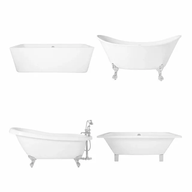 Modern Designer Gloss White large Freestanding Baths roll top Bath tub Bathroom