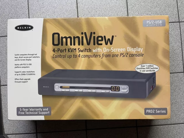 Belkin Omniview 4 Port KVM Switch Box With On-Screen Display PS/2 - USB Platform