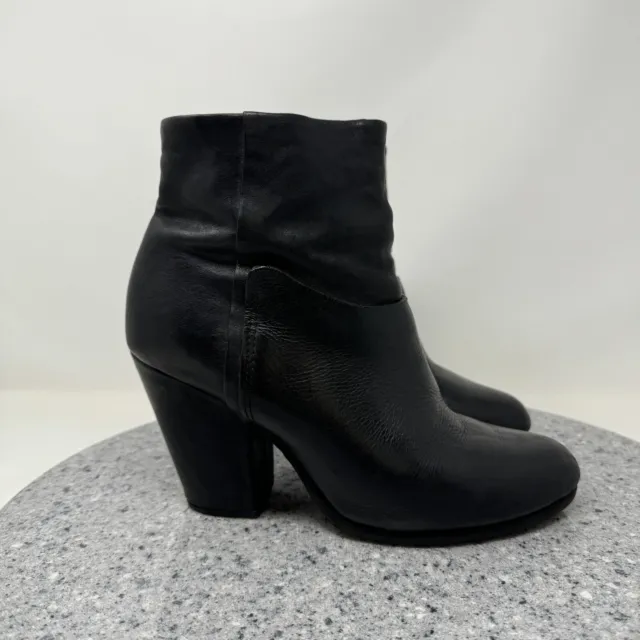 Rag & Bone Boots Womens 9 Black Leather Ankle Booties Zip Shoes 39