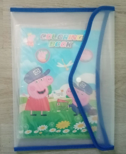 Album disegni da colorare Peppa Pig  con adesivi  più Carpetta trasparente  