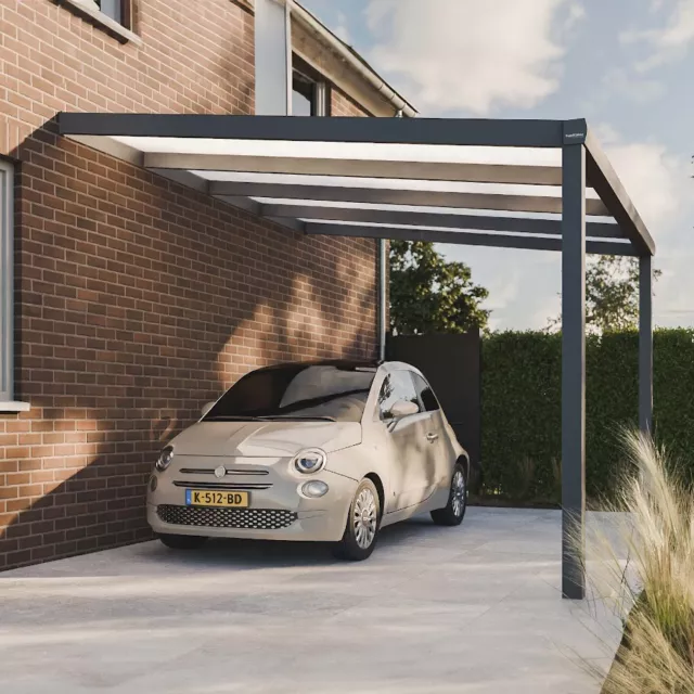 Carport Pergola adossée Aluminium toit Polycarbonate 4x3.5m Pratt & Söhne