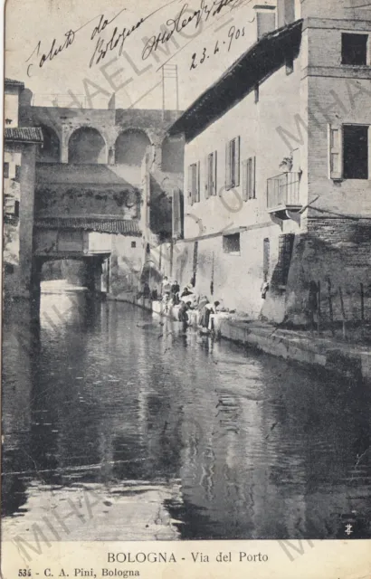 Cartolina *5 Bologna Emilia Romagna Via Del Porto Bollo Staccato Viaggiata 1903