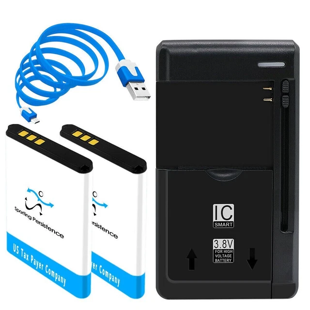 2x 1600mAh Rechargeable Battery AC Charger Cable for Doro 7060 Consumer Cellular