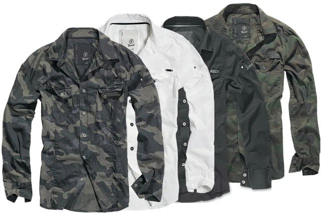 Chemise Militaire Brandit – Homme, Manches Longues, Noir, Neuf Avec étiquettes