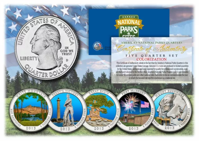 2013 Colorized National Parks America the Beautiful Coins *Set of all 5 Quarters
