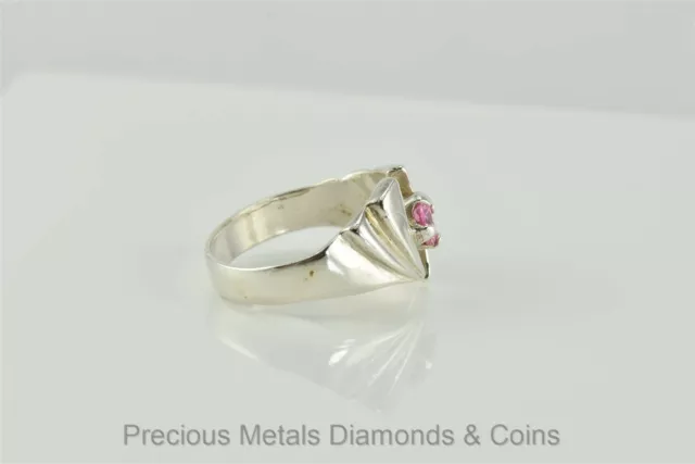 Bladed Band Sterling Silver .30ct Pink Accented Ring Sz: 8 2