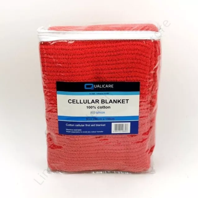 Red Cellular First Aid Blanket - 100% Cotton Emergency / Paramedic Blanket.