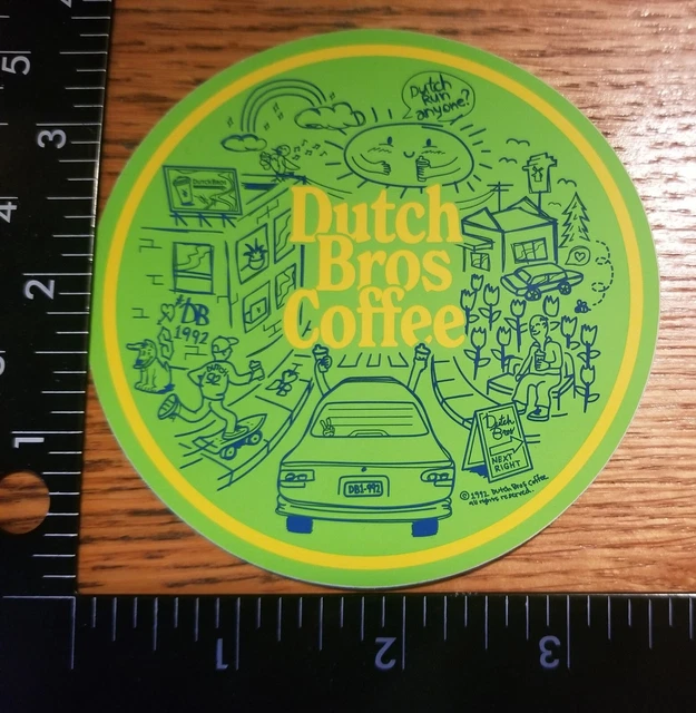 DUTCH BROS COFFEE Sticker OG Old School Rare Wake Up City Scape Sunrise