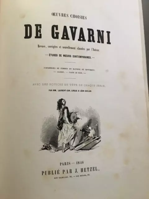 T.Gauthier Oeuvres Choisies de Gavarni, Enfants Terribles, Pairs soir 2 vol.1846