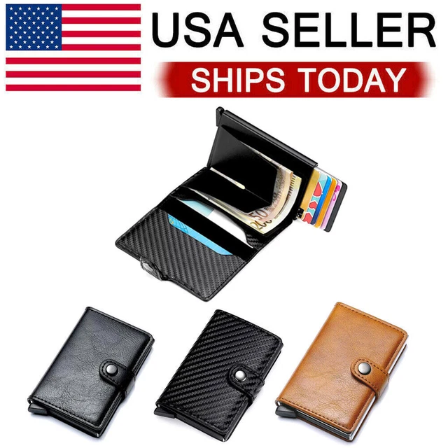 Mens RFID Blocking Leather Credit Card ID Holder Pop Up Slim Card Case Wallet
