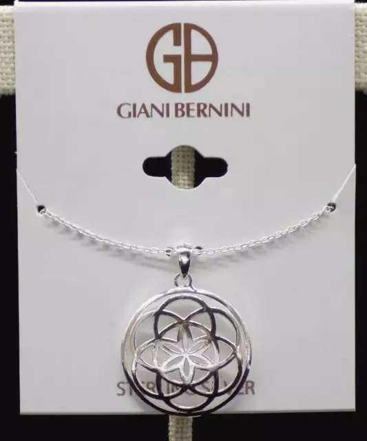 Giani Bernini Pendant Necklace 925 Sterling Silver Celtic Flower 18" MSRP $70