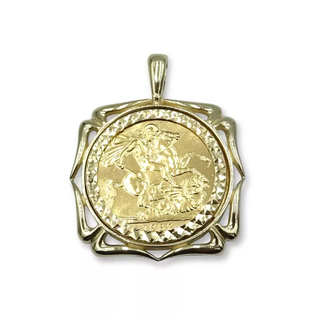 Full Sovereign Coin Pendant 22ct Gold 1982 9ct Queen Elizabeth II