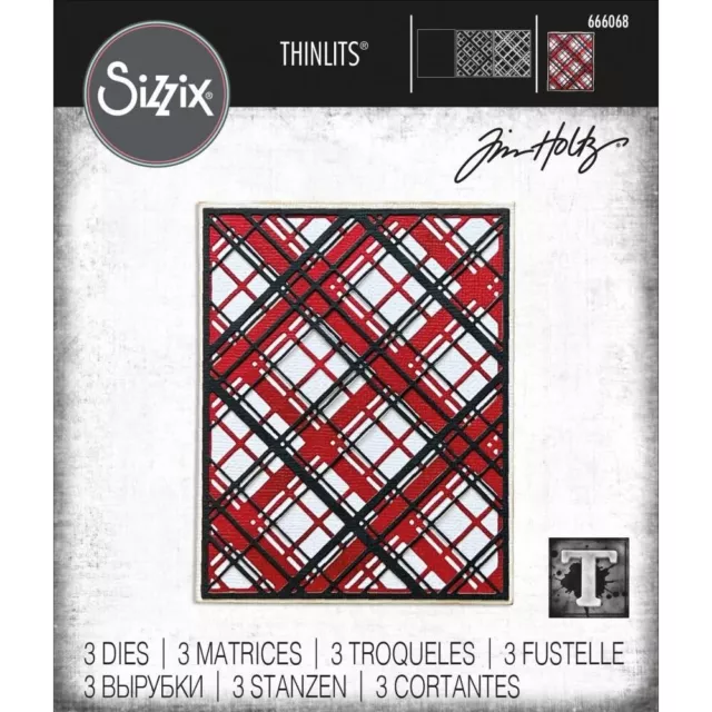 Sizzix Thinlits Dies By Tim Holtz 3/Pkg - Layered Plaid