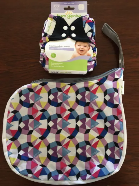 Bumgenius Freetime lot AIO All In One Diaper + Outing Wetbag Wet Bag