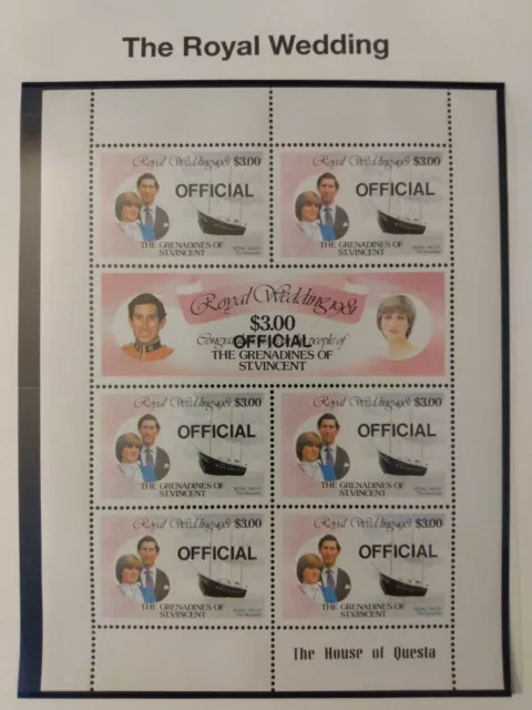 Princess Diana Royal Wedding, Mint Sheet, Grenadines, M/F/NH