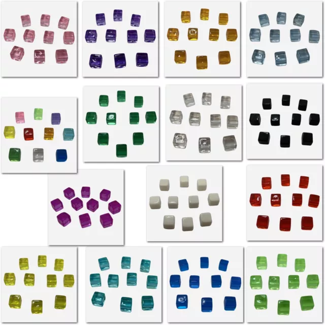 10x Würfel / Dice Cube 8mm schwarz weiß blau grün rosa Spiel Dekoration basteln