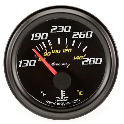 Equus 2.0 Dia Water Temp Gauge Black 130-280 - E6232
