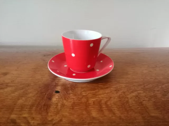 50er Kahla DDR Porzellan Espressotasse Mokka Tasse rot weiß Punkte Fliegenpilz