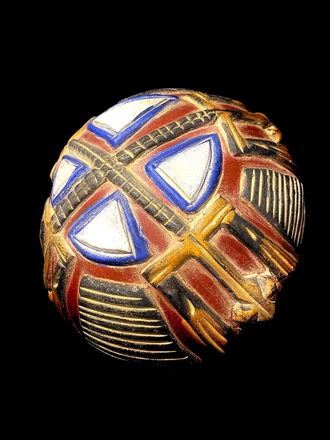 Antique Benin Carved Wooden Coconut with Provenance, Early 20th Century-5107
