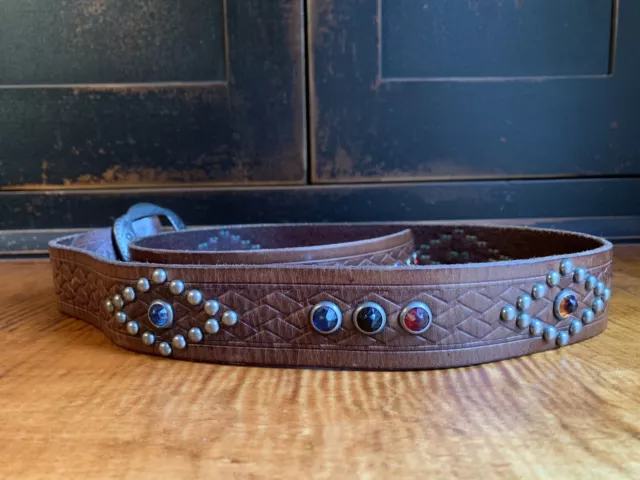 RRL Double RL Ralph Lauren Distressed Studded Leather Western Belt-MEN- Size 32