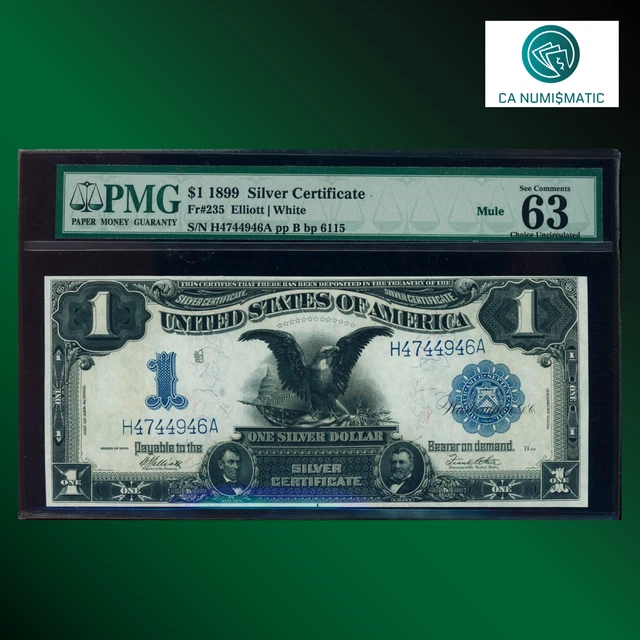 Fr.235 1899 $1 Dollar Consecutive Serial Number, Black Eagle, PMG 63, 44946