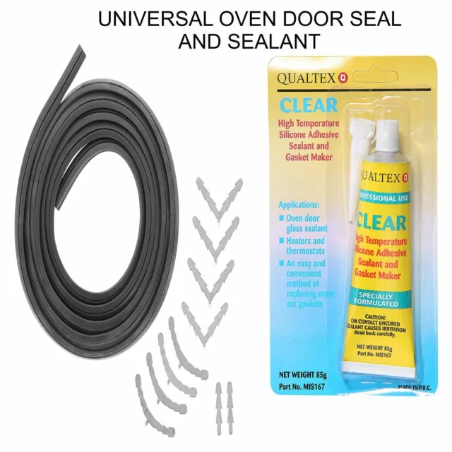 Universal 3 Or 4 Sided Oven Cooker Door Seal Gasket & Sealant Glue Adhesive