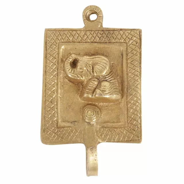 Vintage Resistente Gancho de Pared Dorado Antiguo Colgador Latón Elefante