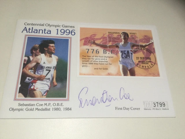 Sebastian COE Signed Autograph 1996 Atlanta Olympic Games serial number 3799