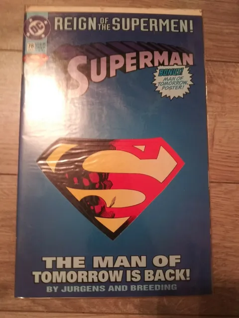 SUPERMAN #78 (DC Comics, 1993) | Reign of the Supermen, Die-Cut cover - VF, NR!!