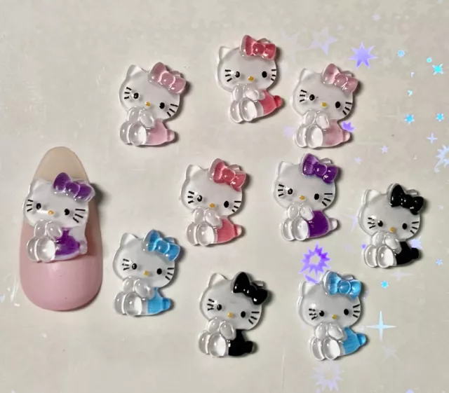10pcs My Melody Nail Charms Kuromi Nail Charms Hello Kitty Nail