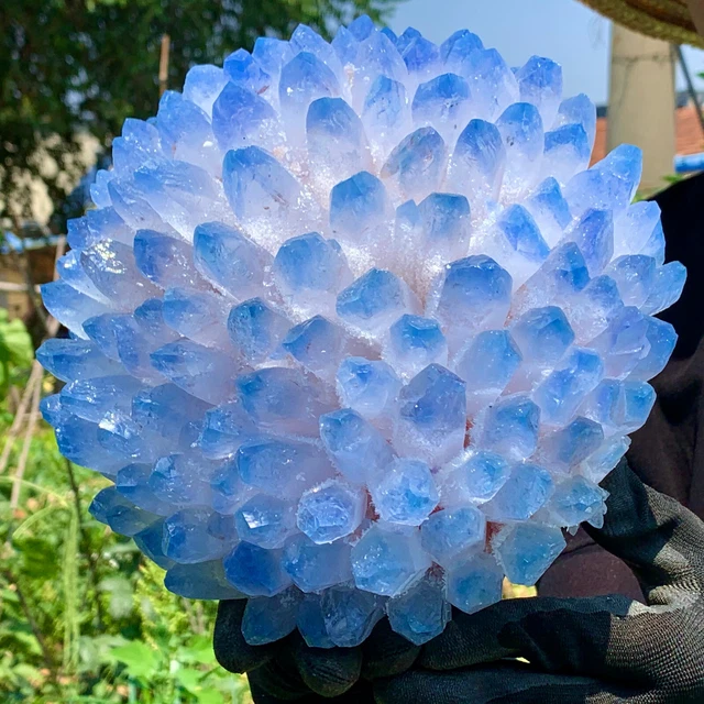 13.6LB New Find sky blue Phantom Quartz Crystal Cluster Mineral Specimen Healing