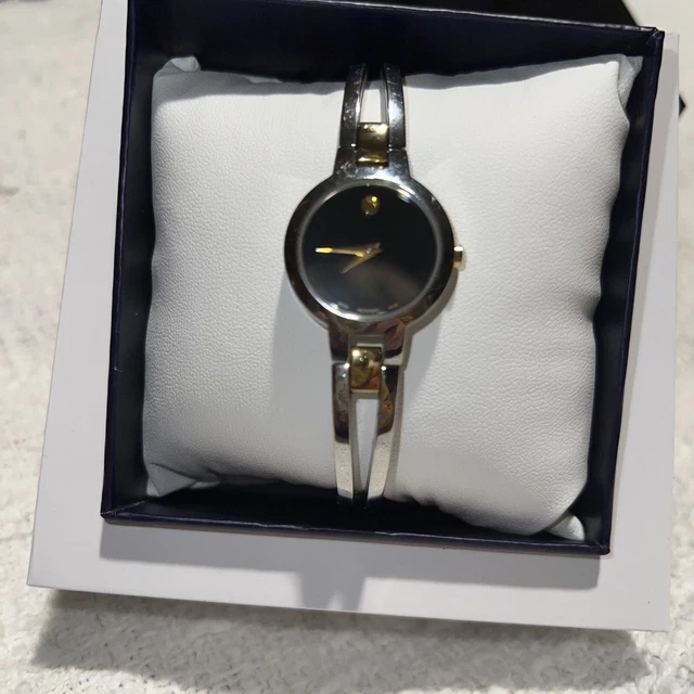 Movado Women’s Amorosa Two Tone Band Black Dial Watch - 0606893 ($695 MSRP)