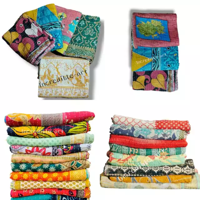 Wholesale Vintage Kantha Blanket Bedspread Indian Handmade Quilt Throw Cotton