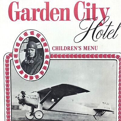 Garden City Hotel Menu Charles Lindbergh Spirit Of St Louis Airplane Long Island