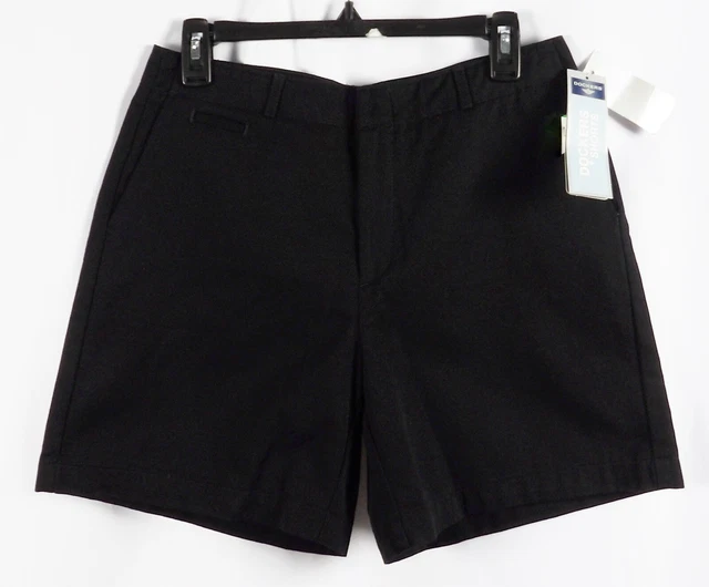 Dockers Women's Color Bond Fade Resistant Black Shorts Size 8 NWT 100% Cotton