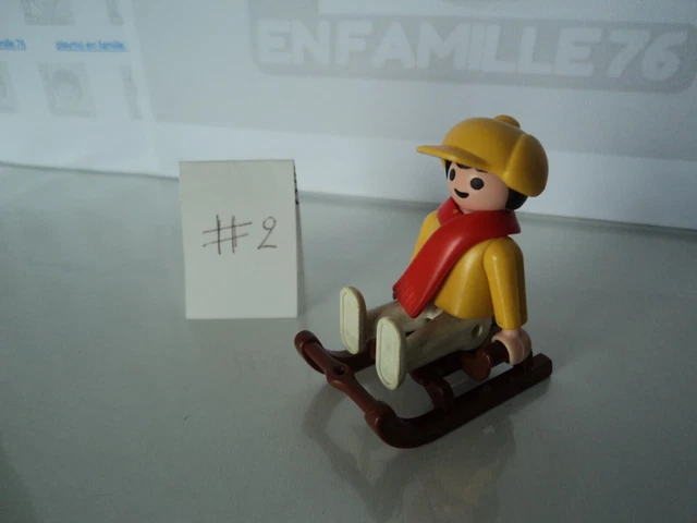 PLAYMOBIL vintage sports d'hiver famille skieurs patins enfants set