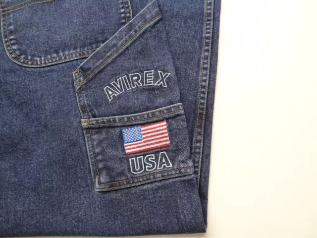 AVIREX USA 38X34 Dungaree Baggy Wide Leg Tapered Carpenter Made in VTG ...