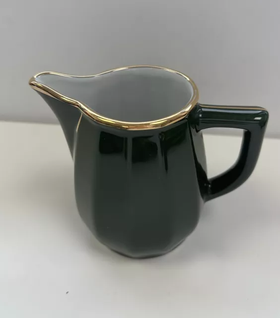 Aplico France Porcelain Green Gold Cream Milk Jug Approx 12cm