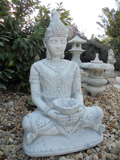 Steinfigur "Buddha" Tempelwächter Gartendekoration Steinguss Statue Gartenfigur