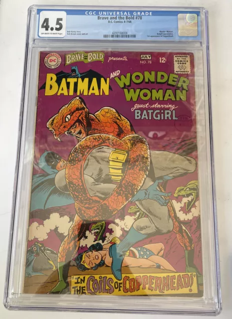 Brave and the Bold #78 DC Comics CGC 4.5 OW/W pages 1st app Copperhead