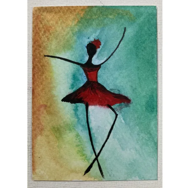 ACEO ORIGINAL PAINTING Mini Art Card People Ballet Dancer Girl Woman Lady Ooak