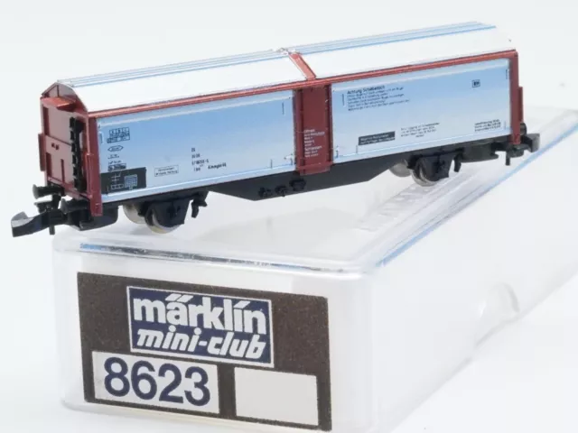 8623 Z-Scale Marklin mini-club DB Silver Red-brown Sliding Wall Wagon