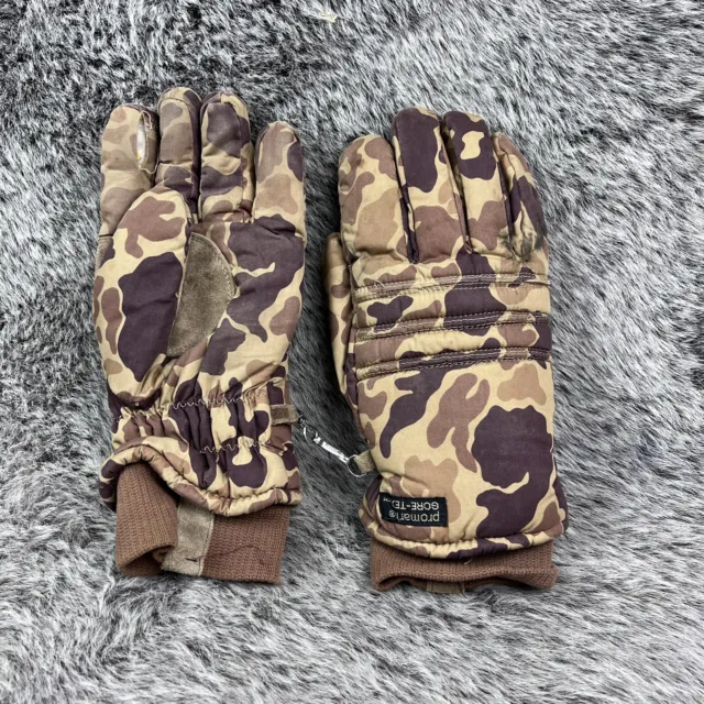 Vintage Promark GoreTex Gloves Men Medium Duck Camo Leather Grip Distressed