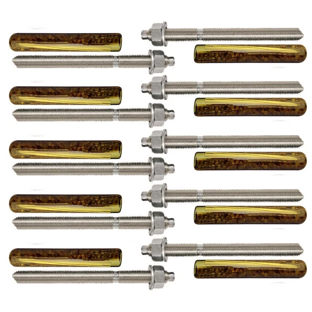 10x asta di ancoraggio M14 x 170 mm acciaio zincato ancoraggio composito + cartuccia di ancoraggio composito