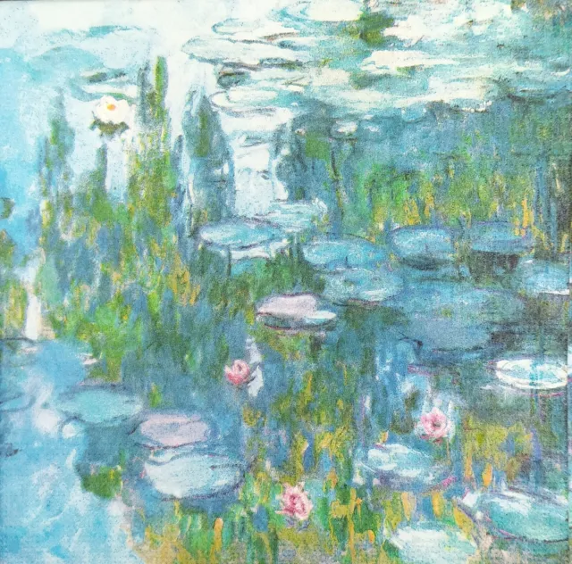 N761# 3 x Single Paper Napkins For Decoupage Craft Monet Watter Lilly Painting