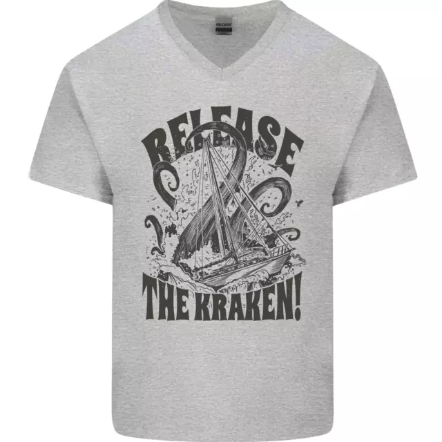 T-shirt da uomo collo a V scollo a V Release the Kraken Cthulhu Seature