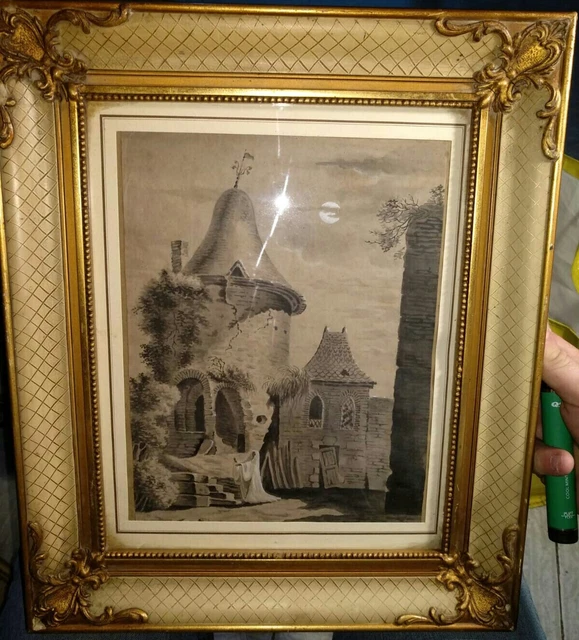 disegno antico eseguito ad acquarello epoca 800
