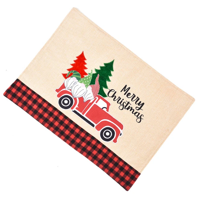 Weihnachts-Tischsets Leinen- Tischunterlage Urlaub Tischsets