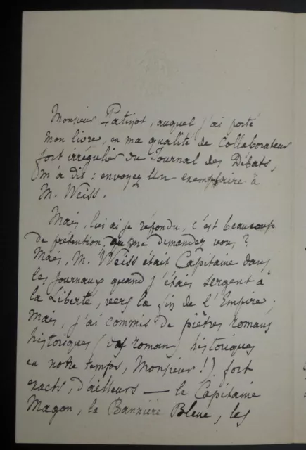 CAHUN Léon LETTRE AUTOGRAPHE SIGNEE PARIS 1885 M WEISS Alsace Journal des Débats 3