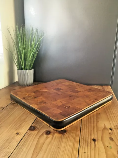 Chunky Vintage End Grain Teak Rustic Chopping Block Cheese Serving Bread Board